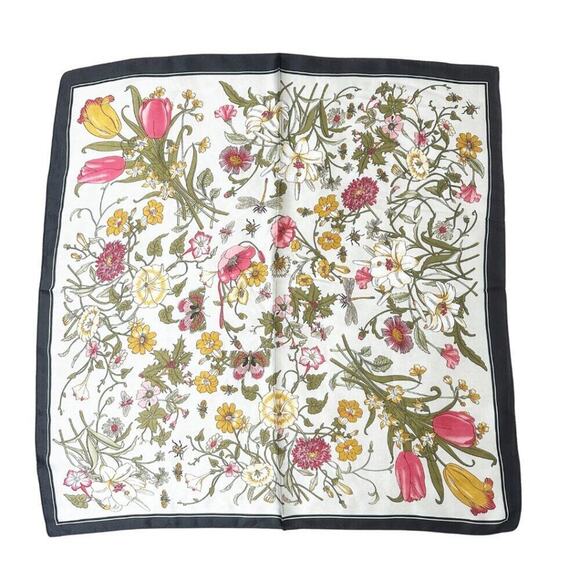 2/$30 NEW Dainty Vintage Look Floral Pink Flower Printed Silky Fashion Scarf - Picture 5 of 13